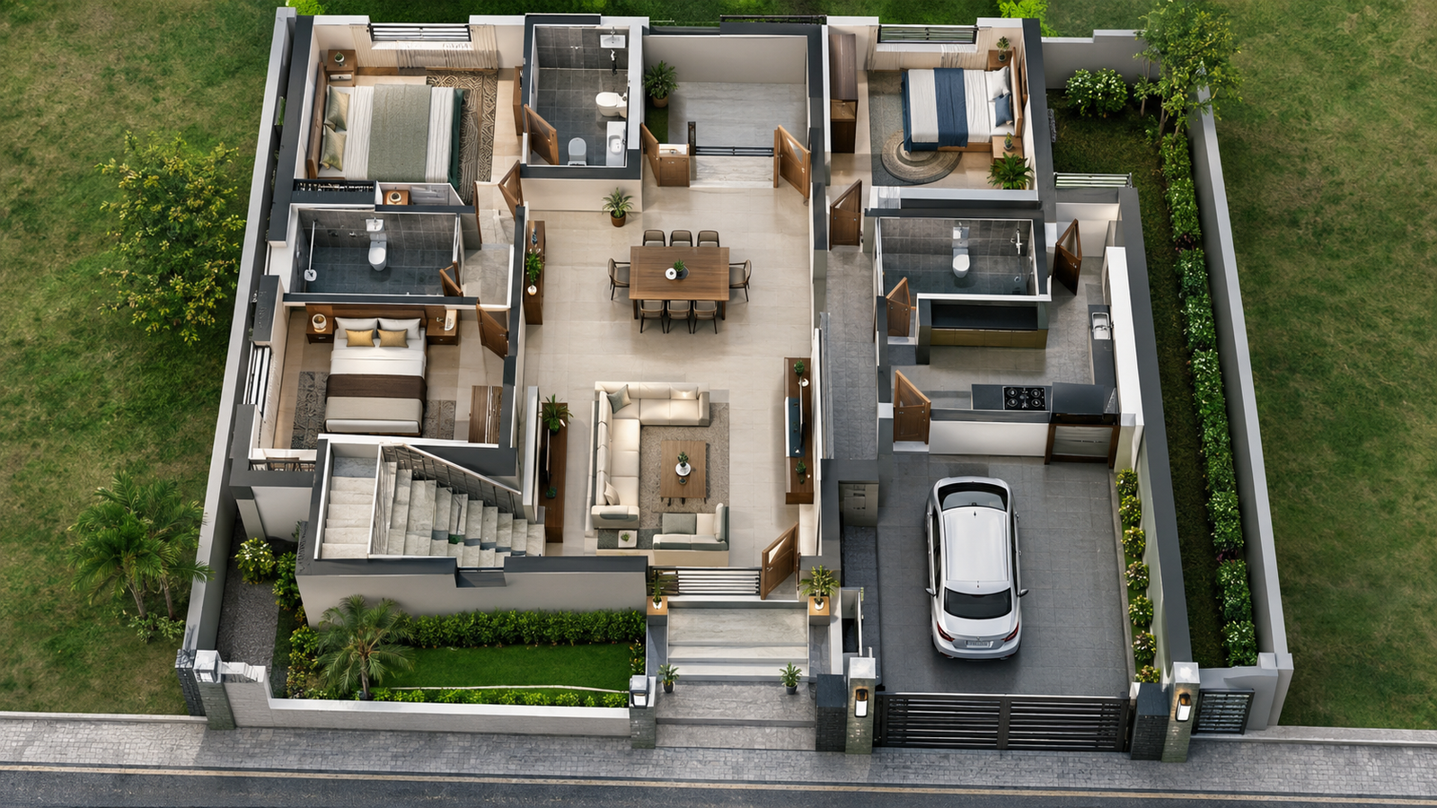 Modern 3BHK house plan