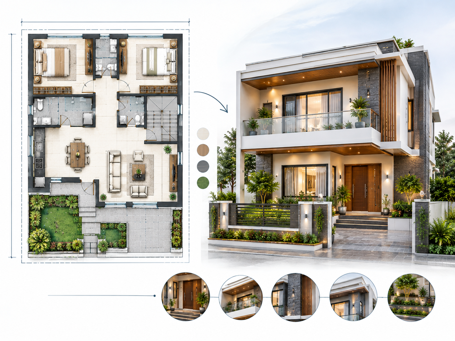 Proposed floor plan and house design