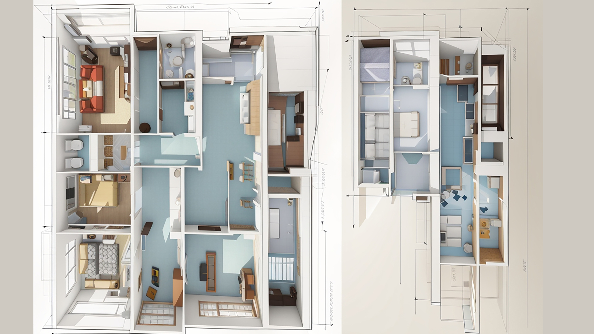 Architectural proposed floor plan showing structure and design layout