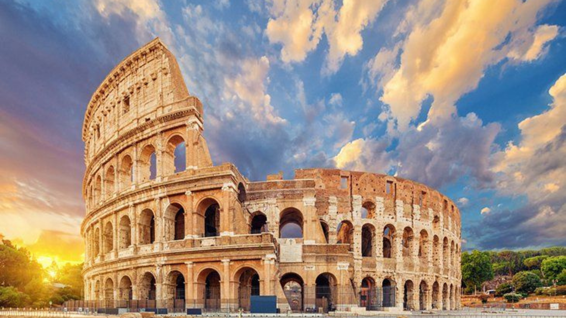 Ancient Roman architecture with arches and columns