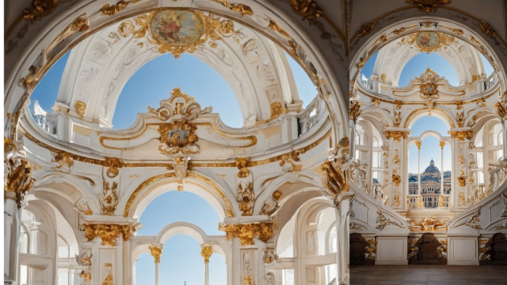Classic Baroque architectural elements including sculptures and curves