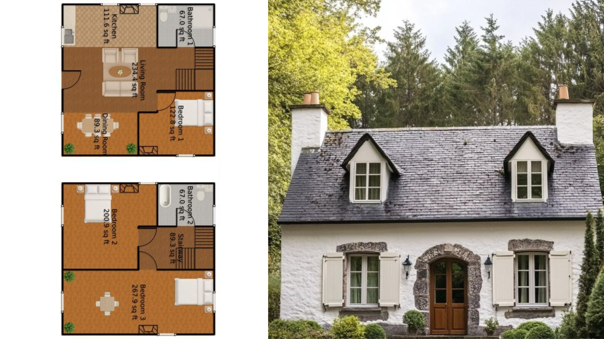 Rustic small cottage layout plan