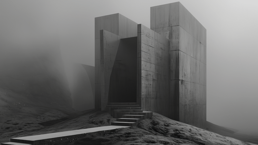 Contemporary Brutalist architecture in urban city