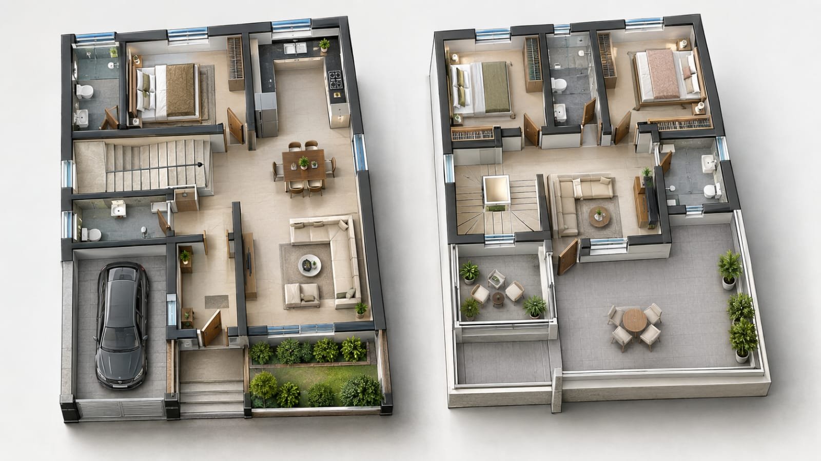 Duplex house interior space planning