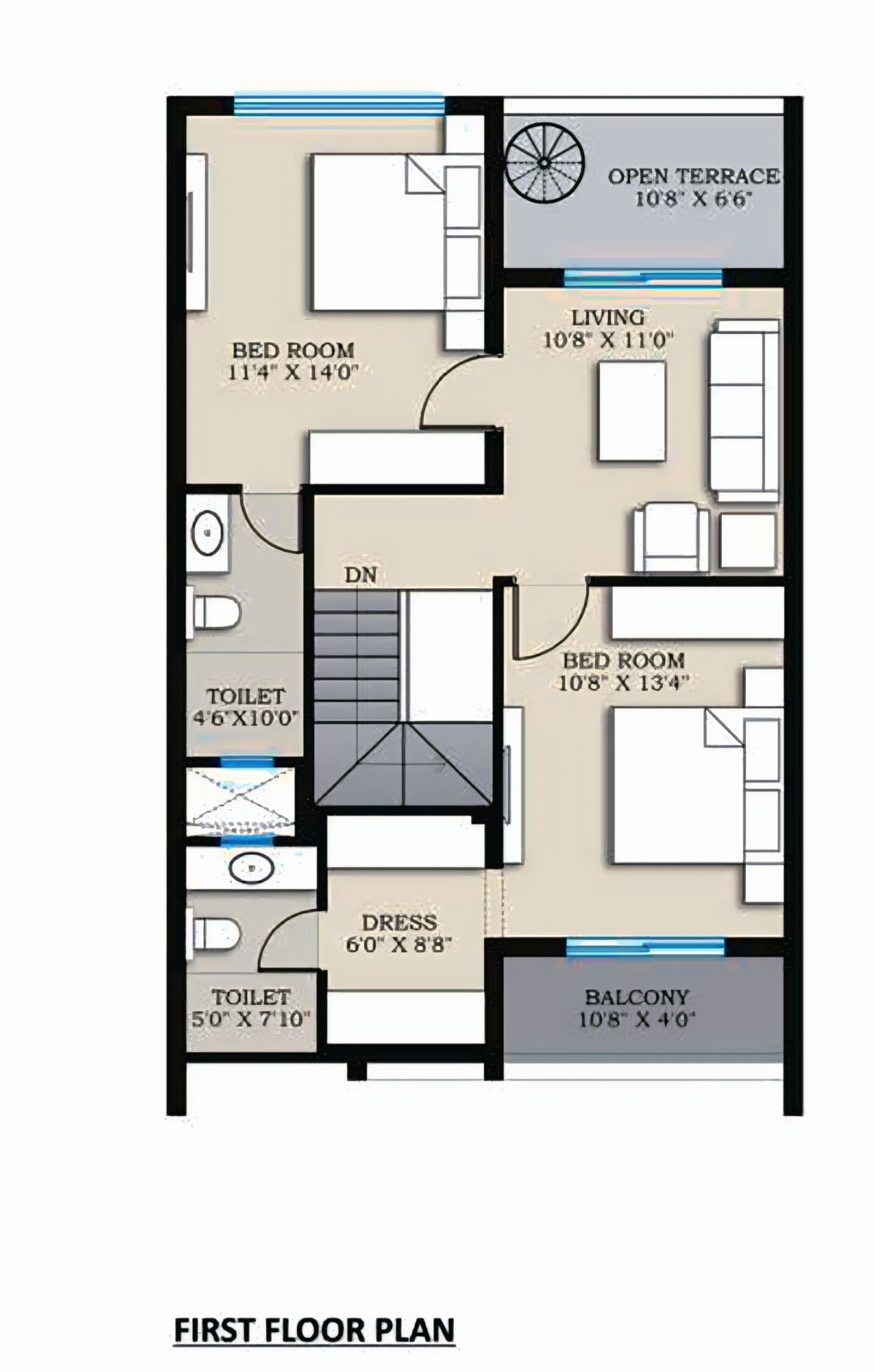 Modern West Facing 3BHK House Design