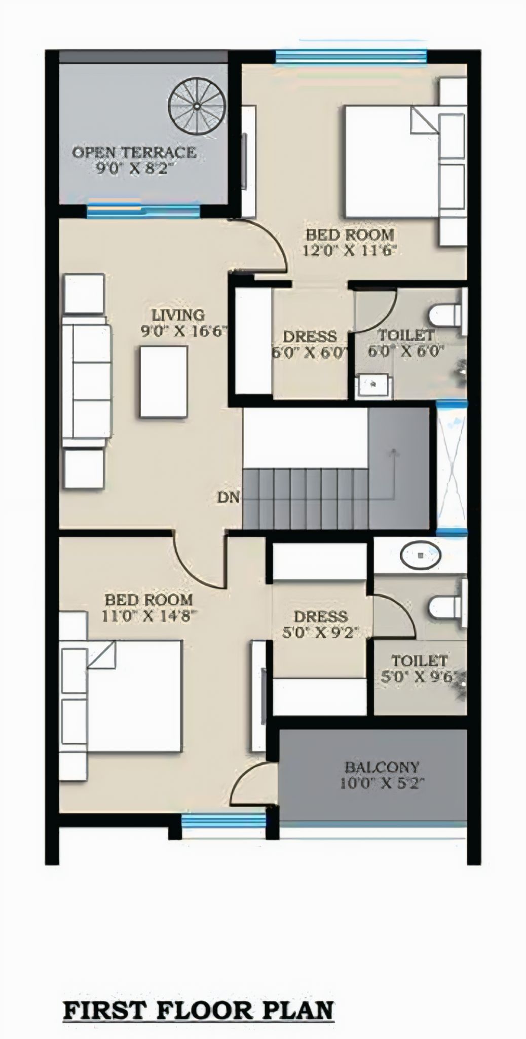 22x50 North facing 3bhk bungalow design