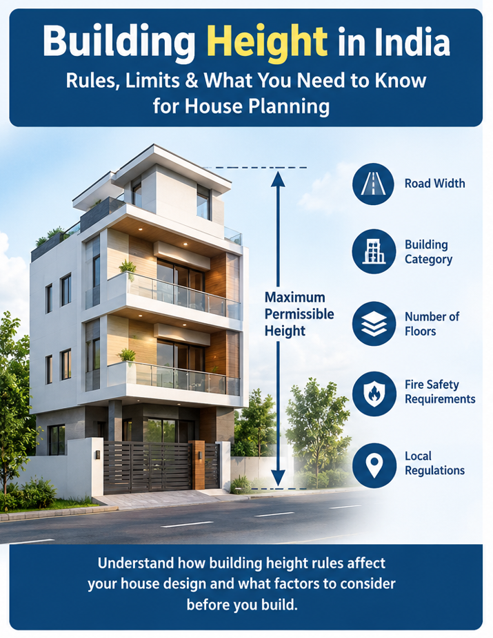 Building height measurement in a residential building elevation drawing