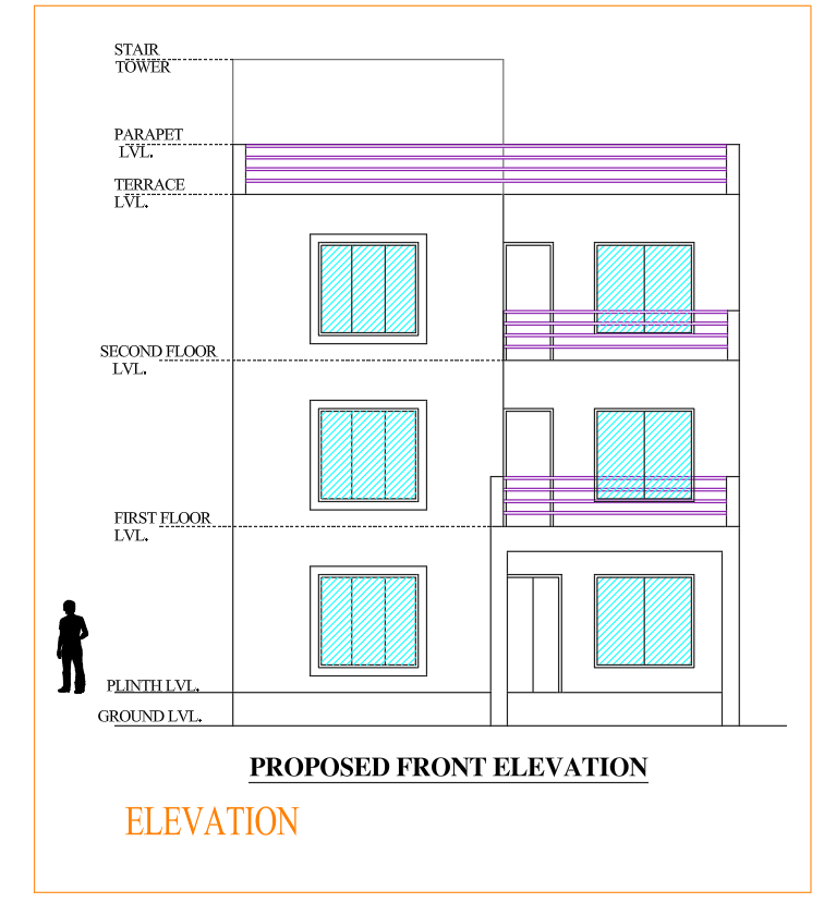 AutoCAD architectural submission drawing elevation