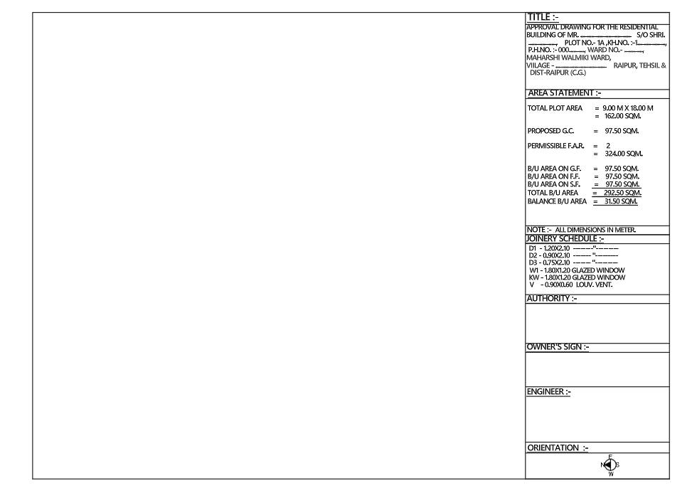 Format plan submission drawing in civil engineering