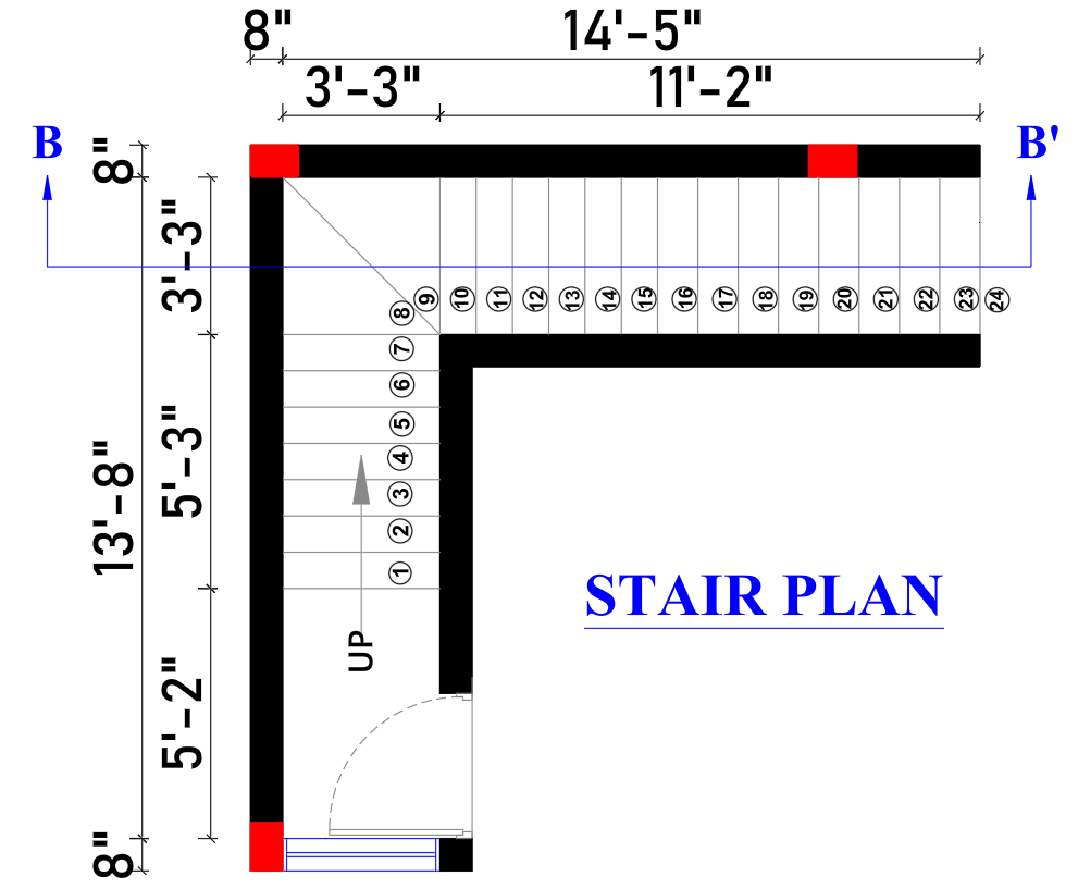 dog leg staircase CAD drawing