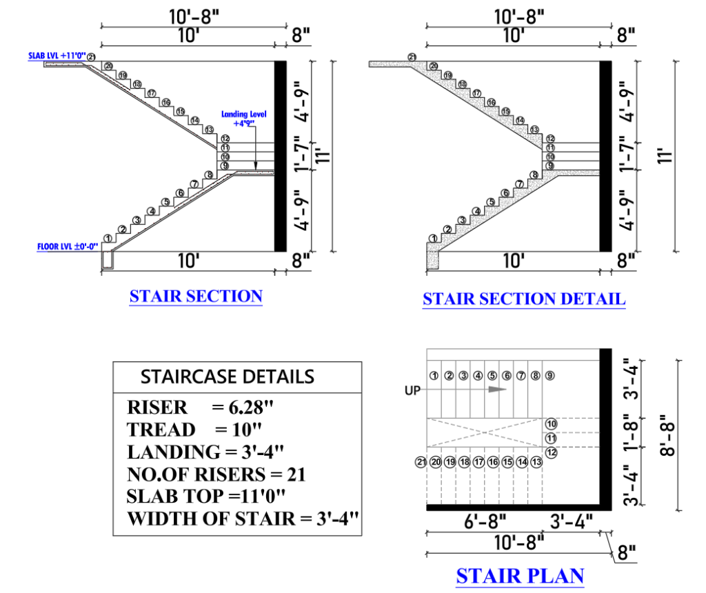 Residential Staircase Design Drawing