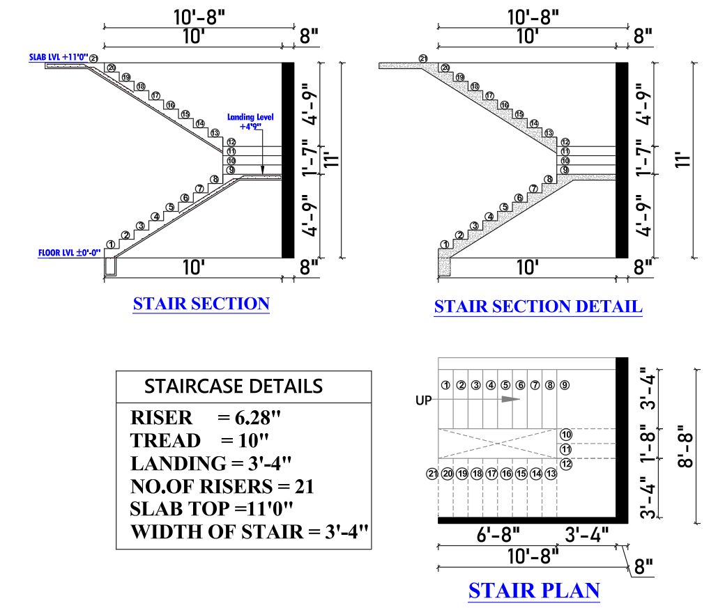 Residential Staircase Design Drawing