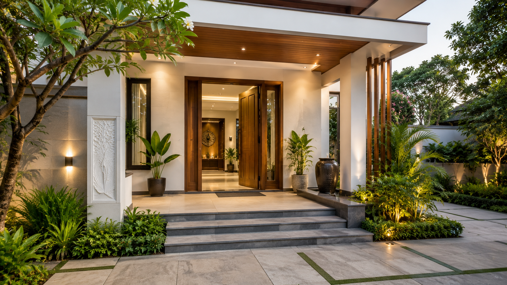 Modern Indian home entrance with Vastu-inspired design