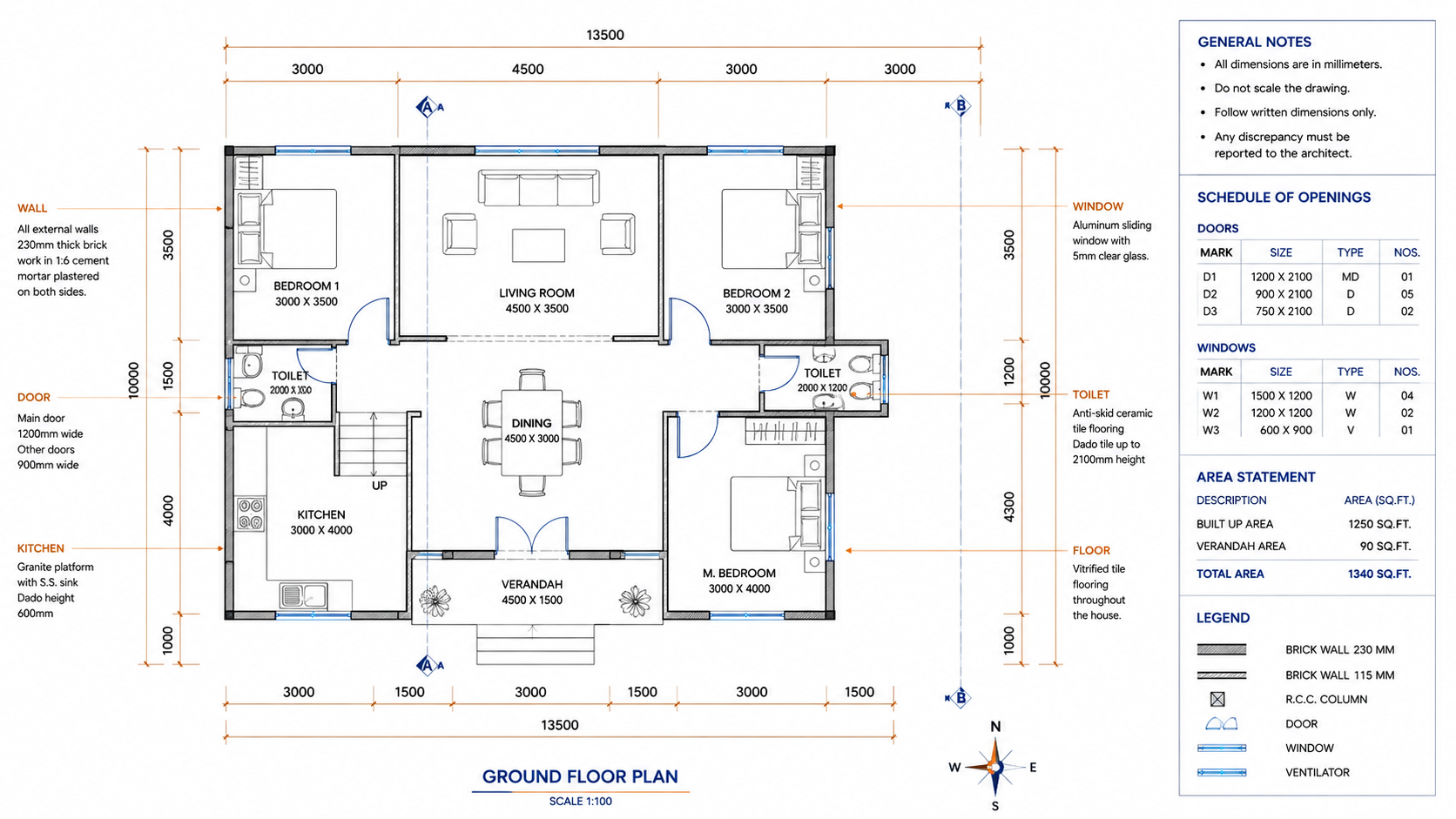 AutoCAD architectural floor plan dimensions