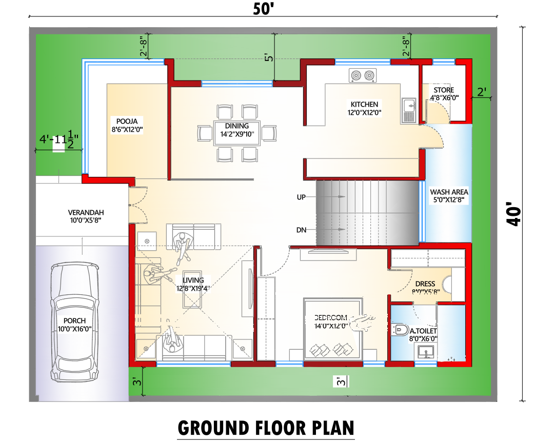 30x50 west facing house plan ground floor