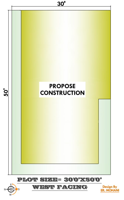 0×50 residential plot for 2 BHK house plan