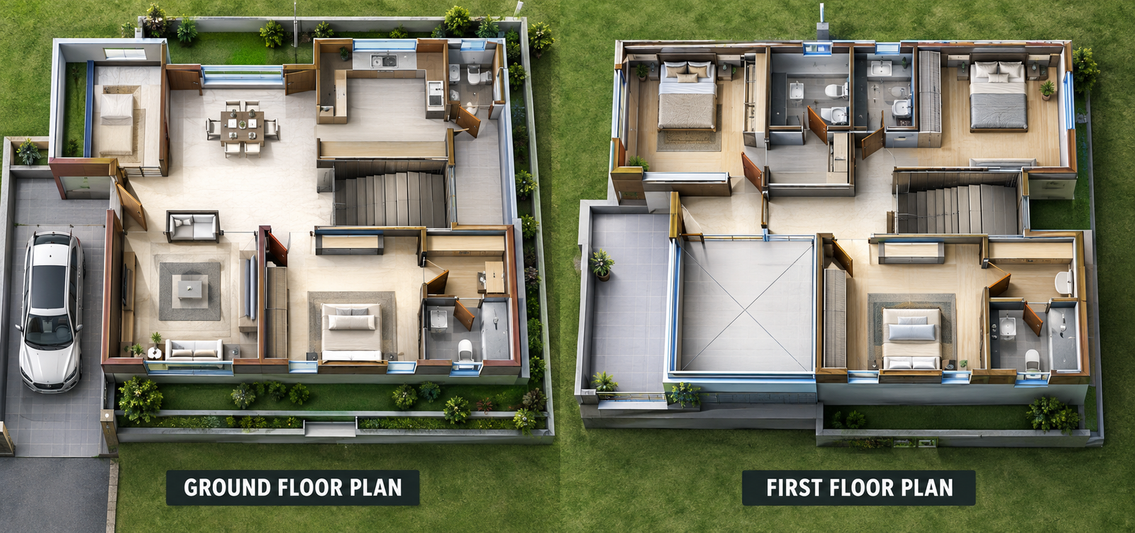 30×50 West Facing House Plan view